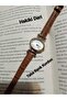 New Model Women's Wristwatch Stylish Model Taba Color Genuine Leather Strap - 3