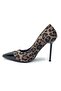 Feles Thin Heeled Leopard Patterned Stiletto Women's Shoes Black - 3