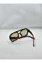 Geometric Coffee Frame Light Green Glass Unisex Sunglasses - 3