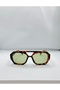 Geometric Coffee Frame Light Green Glass Unisex Sunglasses - 4