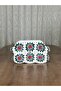 Women's White Green Gray Orange Motif Hidden Scholarship Handbag Width 25 cm Length 18 cm Depth 9 cm