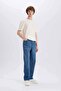Baggy Fit Straight Leg Cotton Faded Effect Jean Trousers D7318Ax25Sp - 2