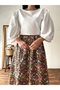 Black-orange floral flared poplin skirt - 5