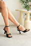 Leoni Black Women's Heeled Ankle Strap Shoes - 6
