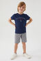 U.s. Polo Assn Stamp Grey Detail Navy Blue Boy Bermuda Suit - 2