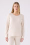 Women's Cream Long Sleeve Pajama Set - 2