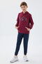 Boy's Cotton Hooded Wrap Embroidered Winter Regular Fit Burgundy Tracksuit Set Us1518-C-V1 - 2