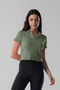 Women's Polo Neck Ribbed Camisole Short Sleeve T-Shirt - 3
