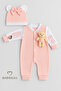 Teddy Bear Themed Newborn Ribbed Romper Set with Teddy Bear Baby Romper and Hat Set 100% Cotton Seasonal - 3