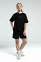Girl's Crew Neck Pigment Printed Summer Regular Fit Black Shorts Set 362414W-C-V2 - 2