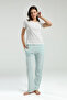 Women's Hakim Collar Pigment Printed Summer Regular Fit Cream Pajama Set Pc8989-S-V1 - 3