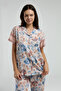 Women's Shirt Collar Pigment Printed Summer Regular Fit Pink Shirt Pajama Set Ar3201-S-V1