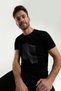 Men's Crew Neck Pigment Printed Summer Regular Fit Black Pajama Set Ar3334-S-V1