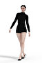Women's Long Sleeve Cotton Stretch Fabric Turtleneck Black Body Undershirt 6257 - 3