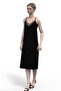 100% Cotton Women's Thin Strap Laced Chemise Black Nightgown 1228 - 4