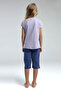 Girl's Crew Neck Pigment Printed Summer Regular Fit Purple Capri Set Us2069-C-V2 - 4