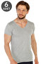 Pack of 6 Cotton Gray Melange Men's Single Jersey V-Neck Undershirt 317 - 2