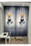 Cute Bear Astronaut Patterned Children's Room 2 Wings Background Curtain TLA-316 - 3
