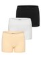 Women's 3-Piece Towel Mesh Detailed Solid Colored Cotton Lycra Boxer Set 4237-01