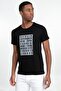 Men's Slim Fit Slim Fit 100% Cotton Soft Texture Printed Black Crew Neck T-Shirt