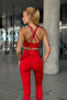 Aero Motion Premium - Patterned Red High Waist Push-Up Recovery Leggings - 3