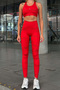 Aero Motion Premium - Patterned Red High Waist Push-Up Recovery Leggings - 5