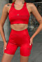 Aero Motion Premium - Patterned Red High Waist Push-Up Recovery Shorts Leggings - 3