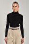 Women's Draped Long Sleeve Blouse - Black - 2