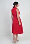 Women's Double Breasted Collar Lined Double Slit Button Detailed Midi Crepe Dress - 4