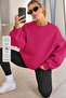 Women's Crew Neck Basic Oversized Sweatshirt Fuchia