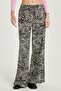 Women's Relax Fit Relaxed Cut Elastic Waist Tie Patterned Pants - 2