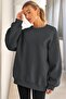 Women's Crew Neck Basic Oversize Sweatshirt Smoked - 5