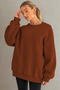 Women's Crew Neck Basic Oversize Sweatshirt Cinnamon - 2