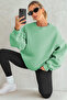 Women's Crew Neck Basic Oversize Sweatshirt Water Green - 6
