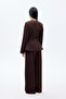 Round Neck Jacket with Belt Accessories Dark Brown - 5