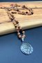 Eye of Horus Natural Stone Mala Necklace |   Rudraksha, Tiger's Eye, Agate, Citrine, Unisex Steel - 4