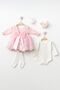 Baby Girl 0-6 Months Wedding Dress Set of 5 Mevlütluk Set Long Sleeve French Lace Dress - 5