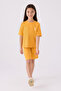 Girl's Crew Neck Wrap Embroidered Summer Regular Fit Yellow Bermuda Set Us1848-C-V3
