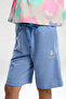 Girl's Crew Neck Pigment Printed Summer Regular Fit Pink Bermuda Set Us2095-C-V1 - 4