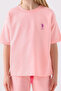 Girl's Crew Neck Wrap Embroidered Summer Regular Fit Pink Bermuda Set Us1850-C-V3 - 4