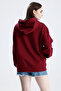Burgundy Relaxed Fit Unisex Hoodie 100% Cotton Hooded Kangaroo Pocket Solid Color Sweatshirt - 4