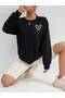 Heart Printed Circular Neck Sweatshirt