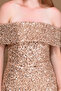 Sequin Boat Neck Pencil Long Dress - Copper - 2