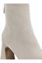 Women Square Toe Microfiber Ankle Boots in Beige - 5