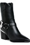 Women Diamante Embellished Pin Buckle Boots in Black - 5