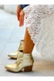 Dalida Gold Dore Metal 6 cm Heel Dallas Short Boots - 3