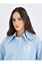 Blue Printed Chest Pocket Zipped Oversized Shirt - 3