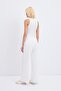 High Waist Ribbed Stitching Detailed Trousers Ecru - 5