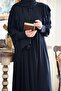 Hijab Dress with Flared Shoulders Black