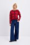 Round Neck Diamond Patterned Knitwear Cardigan Burgundy - 8